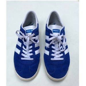 Blue suede Adidas shoes